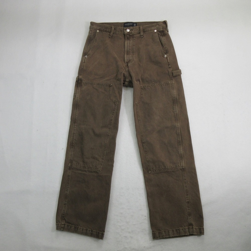 Abercrombie & Fitch Men Pants 30x32 Carpenter Baggy Rigid Denim Brown Utility